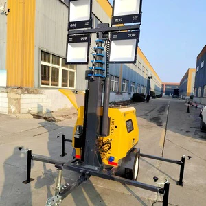 9m Diesel Mobile Lighting Tower 5x400W LED Telescopic Mast Trailer Mounted for Outdoor Emergency Lighting