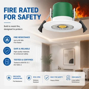 3CCT DIP Switch COB Ceiling Light 1.5Hrs Fire Rated 5W 2700-4000K Multiple Trim EU Recessed Downlight For Garret