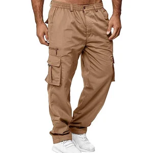 Urban Men Cargo Pants Relaxed Fit Multi Pocket Design Street Style Outdoor Daily Wear Sportswear Bottoms