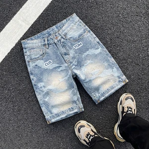 High Quality Custom Street Wear Mid-waist Designer Washed Jeans Hip Hop Street Wear Vintage Shorts Men Denim Goods Men's Shorts
