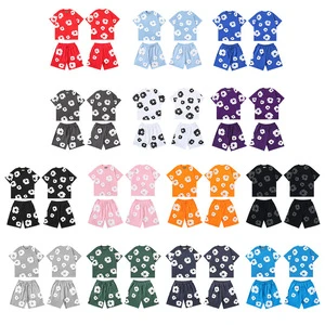 2026 Hot Sale High-quality Men's Jacquard Cotton Flower Pattern Foam Printed Sports Pants 100% Cotton Street Shorts