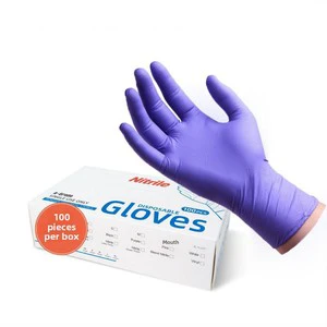 Custom Food Grade Disposable Nitrile Gloves Powder-Free Medical Hand Gloves 3mil Pure Nitrile Safety Gloves 100PCS Box