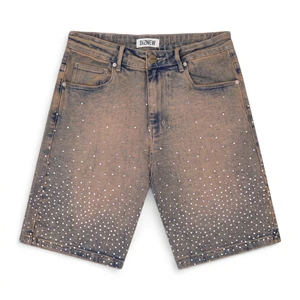 DiZNEW Custom Wholesale Rhinestone Jorts Men Streetwear Denim 14oz Jeans Shorts