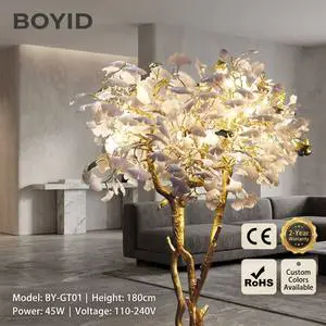 Boyid Floor Lamp with Ginkgo Ceramic Blades, Forest Floor Lamp, Post-modern Floor Lamp for Living Room