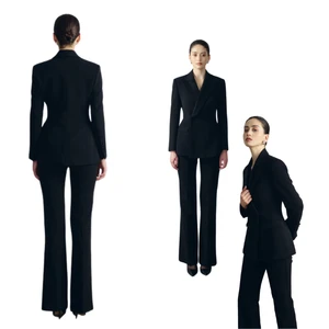 EUPHEMIA LONG PANTS With Pockets Rayon Spandex Woven Fabric High-waisted Pants Slightly Flared Straight Legs Women's Pants