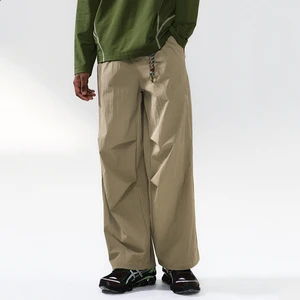 Spring Summer Quick Dry Parachute Pants Light Straight Casual Trousers Reflective Print Breathable Outdoor Sports Men Bottoms