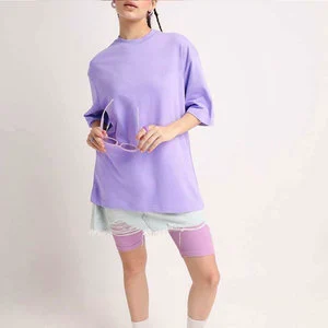 Women's Loose Fit Solid Color 100% Cotton Eco-Friendly T-Shirt O-Neck Short Sleeve Casual Breathable Top Regular Length All