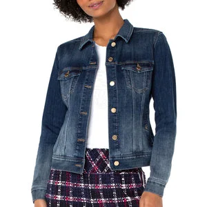 High Quality Waterproof Women's Stand Collar Denim Jacket Breathable Eco-friendly Cotton-Filled for Spring and Autumn
