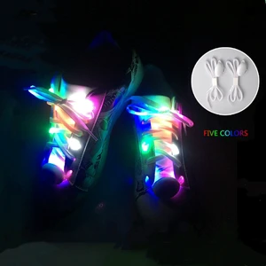 LED Light-Up Luminous Shoelaces with Nylon Braided Beads Flashing & Glow-in-the-Dark Customizable Logo for Outdoor Activities