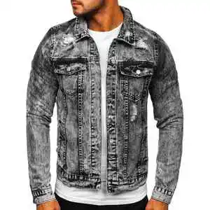 Custom Luxury Men's Denim Jackets and Jeans Button up Laser Print Jacket and Jeans 2 Pieces Tracksuit Set for Men