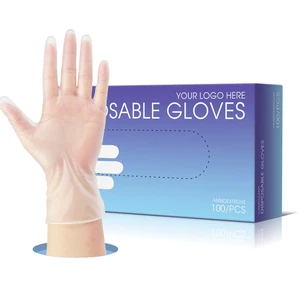 Free Sample CAMCLEAN Disposable Transparent PVC Gloves Food Grade Waterproof Anti-Slip Kitchen Safety Screen Smooth Texture 24CM