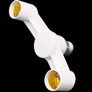 2 in 1 E27 Lamp Holder Socket Splitter Adapter with Dual Heads Plastic & Metal Construction 10-Year Warranty