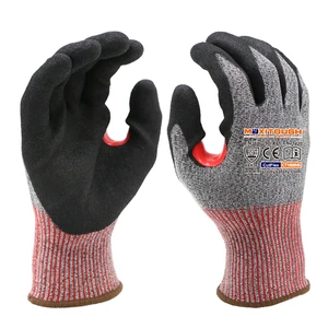 MaxiTough Customized Comfortable S-2XL Gardening Nitrile Sandy En388 Dipping Anti-Slip Protective Anti-cut Level F Work Gloves