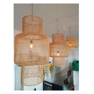 Traditional Handcrafted Eco Friendly Round Bamboo Rattan Lamp Light for Home Restaurant Furniture and Event Decoration