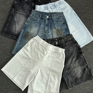 Distressed Raw Hem Denim Shorts Men Summer Fashion Vintage Jean Shorts Streetwear Factory Designer Jorts Baggy for Men