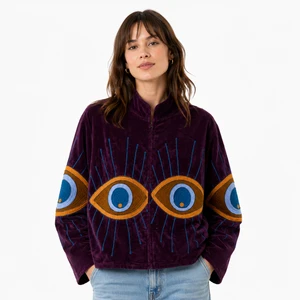 Indian Suzani Embroidered Cotton Jacket Handmade Boho Short Winter Coat Hippie Embroidery Jacket For Women
