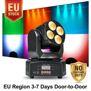 European Local Warehouse 4x12W RGBWA/UV LED Moving Head Wash Light DMX512 Sound Activated Factory Direct DJ Stage Lighting