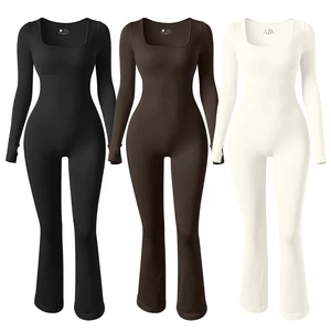 Hot Selling Seamless Long Sleeved Round Neck Slim Fit Sports Fitness Jumpsuit