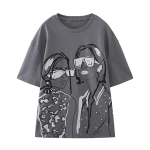 Summer Women's Short-Sleeve O-Neck Regular Tshirt Print Anti-Pilling Knitted Eco-Friendly Breathable Quick Dry Casual Tops