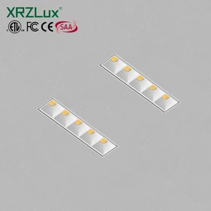 XRZLux 12W Aluminum Indoor Multiple Heads Mini Spot Light Rectangle Grille Light Anti-glare Recessed LED Linear Spotlights ETL