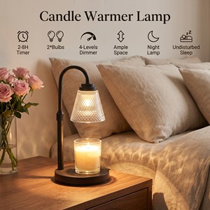 2-8H Auto Timer Diamond Textured Cut Glass Candle Warmer Lamp for Modern Urban Bedroom Decor