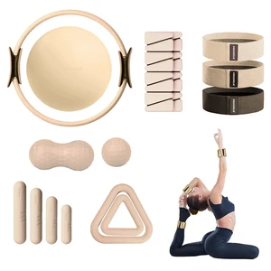Pilates Equipment Set For Home Gym Yoga Ring Resistance Bands Massage Ball Workout Kit