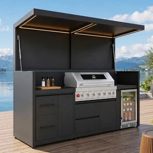 Customized Eco-Friendly 304 Stainless Steel Integrated Foldable Patio Outdoor Kitchen Pod with BBQ Grill