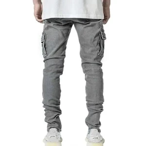 Men's Vintage High Street Trendy Dark Distressed Denim Pants Washed Loose Design for Autumn/Winter Seasons Hip Hop Streetwear