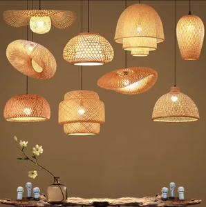 Rattan Art Chandelier Restaurant Hotel Lobby Hotel Bamboo Rattan Shell Shaped Pendant Light