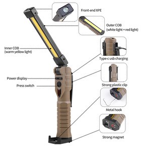 USB Rechargeable COB LED Flashlight 7-Mode Dimmable Emergency Inspection Torch For Workshop 6500K Black Color 10 Pieces Black