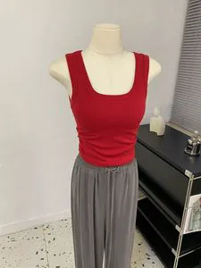 American Style Square Collar Camisole Vest for Women's Summer Breathable Retro White Chic Tank Top