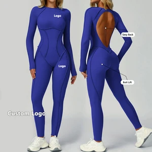 Wholesale Custom Yoga Jumpsuit One Piece Workout Jumpsuits for Women High Quality Backless Sports Jumpsuits for Ladies
