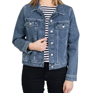OEM Women's Denim Fleece Jacket Casual Button-Up Oversize Eco-Friendly Knitted Stand Collar Autumn Winter