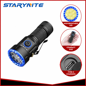 STARYNITE High Power 2000LM XHP70.2 Flashlight Rechargeable USB Tactical Torch Light Long Range With 1*18350/1*16340 Battery