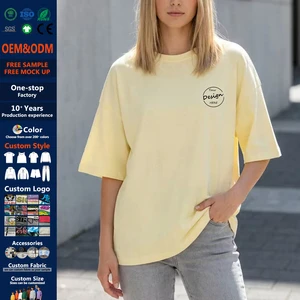Drop Shoulder T-Shirt Women Streetwear Cotton Dress Plain Women's T-Shirts Long For Loose Oversized Tshirt Women