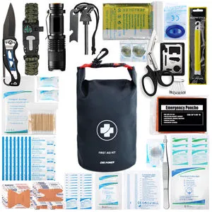 ORIPOWER Customized Logo Waterproof First Aid Kit with Adjustable Strap Compact Emergency Survival Kit for Hiking Boating