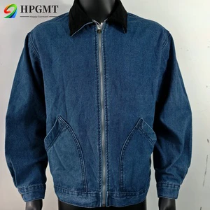 Men's Autumn Winter Denim Jacket Stand Collar Loose Fit Plus Size Thick Warm Cotton with Lamb Fleece Lining