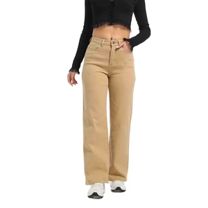 Women Solid Color Straight Leg Pants High Waist Casual Fashion Premium Quality Comfortable Daily Wear Denim pant for Women