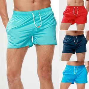 Wholesale Men's Quick Dry Multi Solid Swim Trunks Mesh Inner Liner Loose Plus Size Drawstring Elastic Waist Surf Beach Shorts