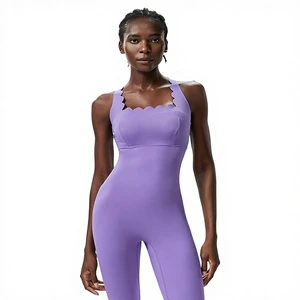 High Quality Women's Sports Yoga Jumpsuit One Piece Spandex/Nylon Four-Way Stretch Quick Dry Breathable Backless Full Length