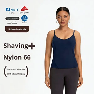 Sports Vest for Women Plus Size Breathable Chest Pads Long Camisole Barely There Quick-Dry Spandex/Nylon Regular Fit Fitness
