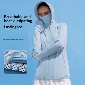 Sunscreen Clothing Adults Unisex Spring Summer Outdoor Professional UV-Proof Breathable Hooded UPF 40+ Wrinkle-Resistant Solid