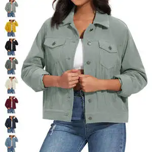 Women's Factory Wholesale Plus Size Loose Denim Jacket Coat Washed with Printed Pattern for Autumn & Summer Season