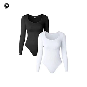 Customized Logo Women's Slimming One-Piece Fitness Pullover Square Neck Long Sleeve Sports Jumpsuit