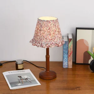 Japanese-style Fresh Romantic Small Bamboo Wood Table Lamp Pink Flowers Design for Living Room Bedroom Study High-end Lamp