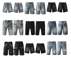 High Quality Summer Men's Mid Waist Hip Hop Ripped Distressed Denim Straight Nylon/Cotton Jeans Shorts Slim Fit KSB