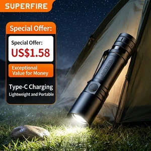 SUPERFIRE SF05 156 Lumens Portable Budget Rechargeable Flashlight - Waterproof Lightweight EDC Flashlight For Daily Carry