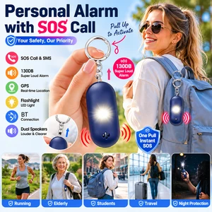 Protection Survival Women Emergency SOS Self Defense Alarm 130DB Safesound Rechargeable Personal Safety Alarm Keychain With GPS