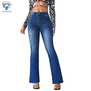 YUANBOFEI Women's Jeans Baggy Fit Jeans Slim Skinny Dark Blue Boot Cut Flared Jeans Pants Daily Street Fashion Denim Trousers