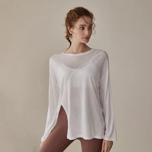 Women's Breathable Fitness Training Pilates Yoga Top Smock Viscose Fibre Sports Loose Long Sleeve Running Top Yoga Clothes